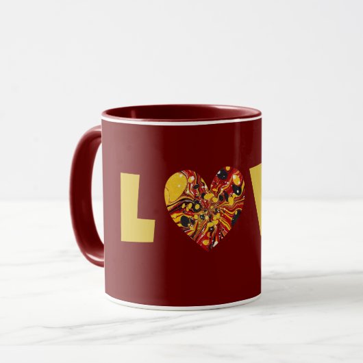 Super Amour Coeur Maroon Coupe Mug (Devant gauche)