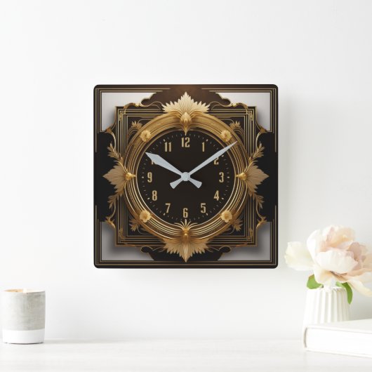 Super Art Deco Vierkante Klok (Huis)