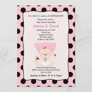SUPER BABY GIRL Baby shower Invitation 5x7 Kaart