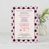 Super Baby Girl Baby shower Invitation Scalloped Kaart (Staand voorkant)
