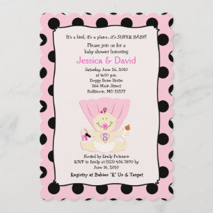 Super Baby Girl Baby shower Invitation Scalloped Kaart