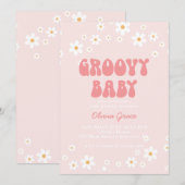 Super bébé marguerite rétro boho floral Invitation (Devant / Derrière)