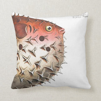 SUPER BIG Puffer Fish Coral/Oranje 20-inch Pillow Kussen