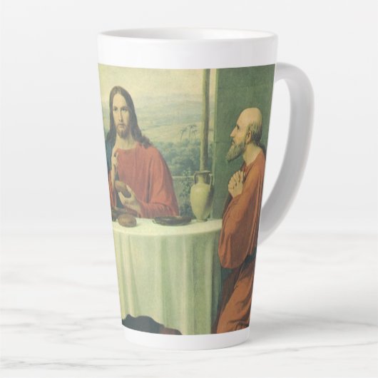  Super bij Emmaus met Jezus Christus Latte Mok (Rechterhoek)