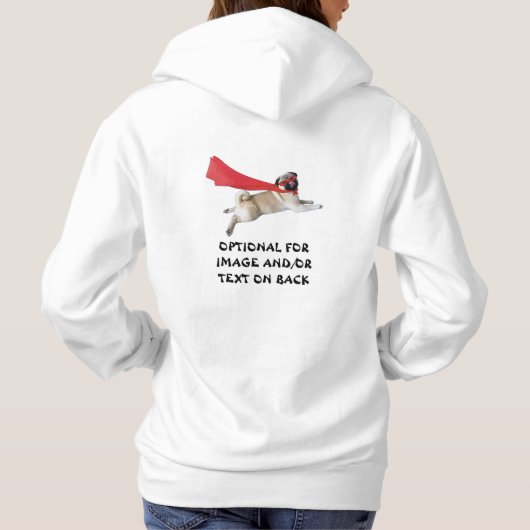 Super Biscuit Flying Pug Hond Pap Mam Hoodie (Achterkant)