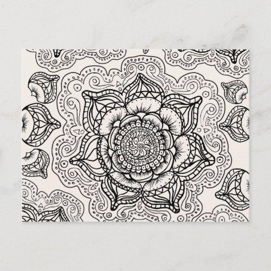 Super Black en White Mandala Pattern Briefkaart (Voorkant)