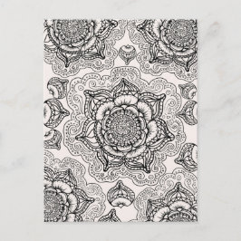 Super Black en White Mandala Pattern Briefkaart