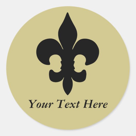Super Black Fleur de lis Ronde Sticker (Voorkant)