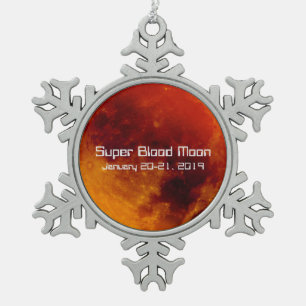 Super Blood Moon Eclipse 2019 Tin Sneeuwvlok Ornament
