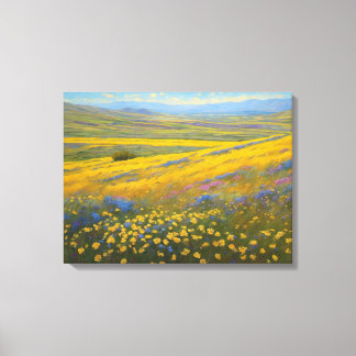 Super Blooms in Californië, Carrizo Plains Canvas Afdruk