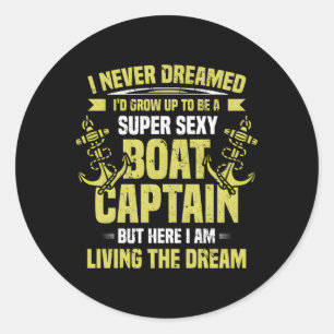 Super Boat Kapitein Zeilboot Ronde Sticker