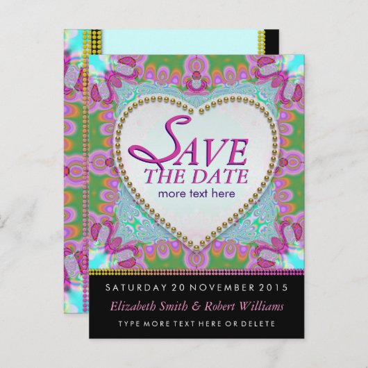 Super Bohemian Hippy Enregistrer la date Carte pos (Devant / Derrière)