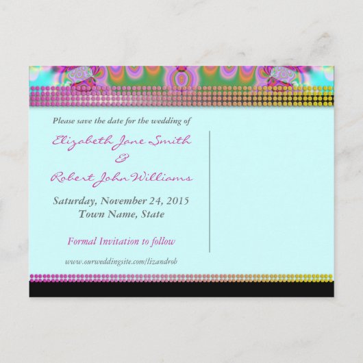Super Bohemian Hippy Enregistrer la date Carte pos (Dos)
