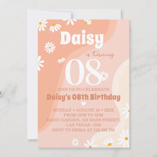 Super Boho Daisy Anniversaire Invitation N'importe (Devant)