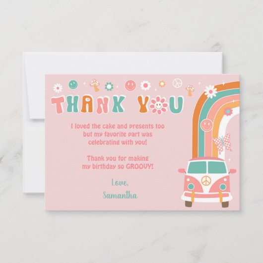 Super Boho Retro Hippie Merci Notes Cartes (Devant)