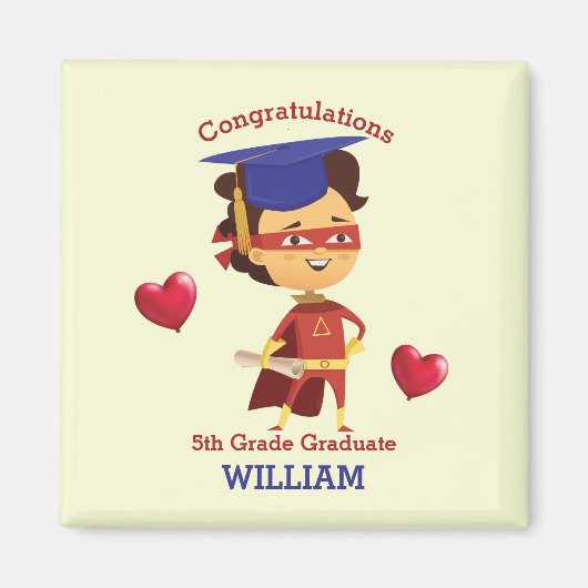 Super Boy Congrats 5th grade Magneet (Voorkant)