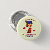 Super Boy Congrats 5th grade Ronde Button 3,2 Cm (Voorkant /achterkant)