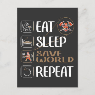 Super brandweerman redt de wereld. Grappig gezegde Briefkaart