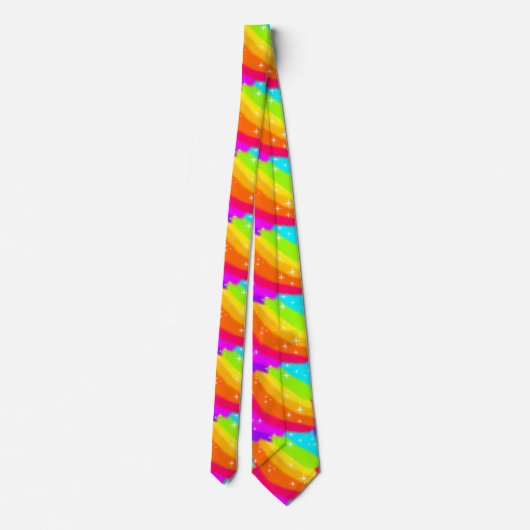 Super Bright Neon Rainbow Shiny Sparkles Stropdas (Achterkant)