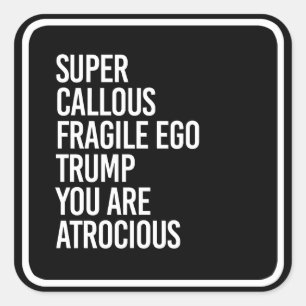 SUPER CALLOUS FRAGILE EGO TRUMP U BENT ERNSTIG VIERKANTE STICKER