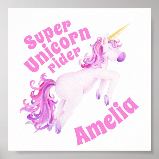 Super cavalier de licorne rose affiche d'art fanta (Devant)