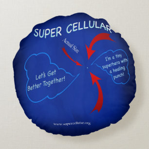 SUPER CELLULAR SUPERHERO PILLOW! DE GOEDE MAN! ROND KUSSEN