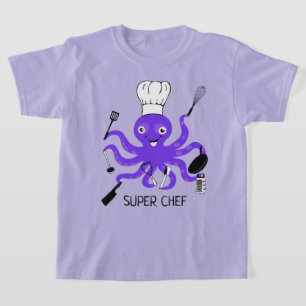 Super Chef Paars Octopus met kookgadgets T-shirt