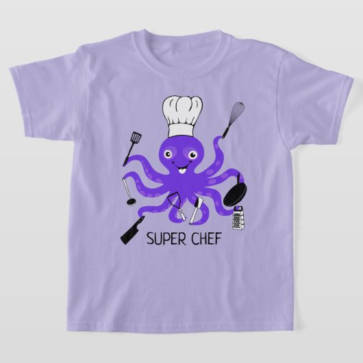 Super Chef Paars octopus met kookgadgets T-shirt (Laagn)
