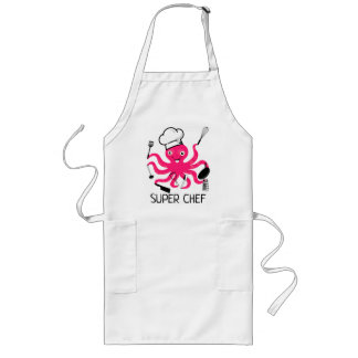 Super Chef Pink Octopus Personaliseer het Long Apr Lang Schort