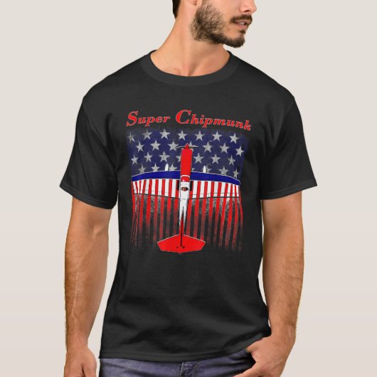 Super Chipmunk Control Line RC Vliegtuig 4th of Ju T-shirt (Voorkant)