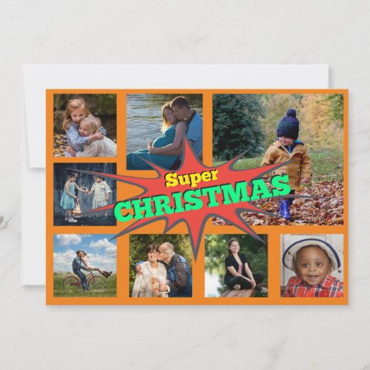 Super Christmas Comic Family Collage Carte de vaca (Devant)