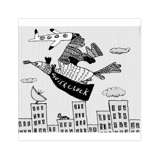 Super Cluck Rubberstempel (Afrduk)