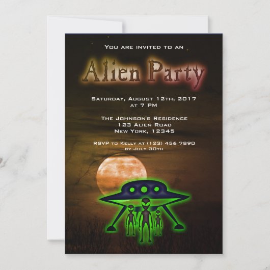 Super Cool Alien et Invitation du parti UFO (Devant)