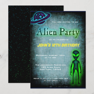 Super Cool Alien Invitation de fête d'anniversaire