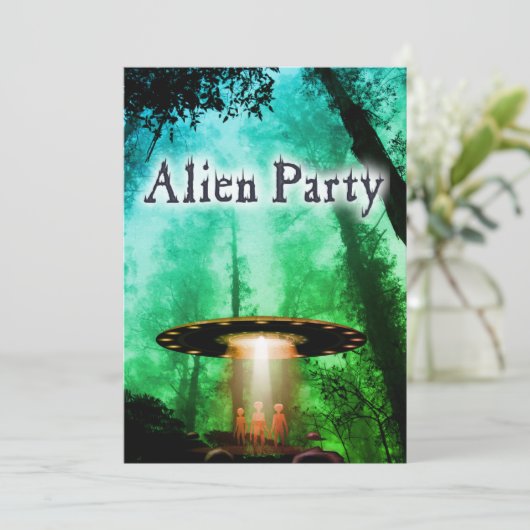 Super Cool Alien & UFO Invitation (Debout devant)