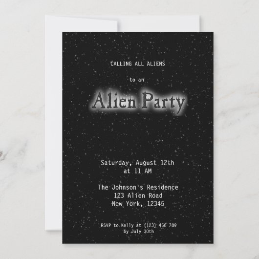 Super Cool Alien & UFO Invitation (Dos)