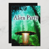 Super Cool Alien & UFO Invitation (Devant / Derrière)