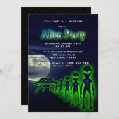 Super Cool Alien & UFO Invitation (Devant / Derrière)