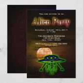 Super Cool Alien & UFO Party nodigt uit Kaart (Voorkant / Achterkant)