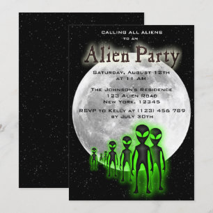 Super Cool Alien & UFO Party Uitnodigen Kaart