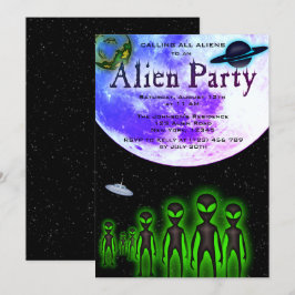 Super Cool Alien & UFO Party Uitnodigen Kaart