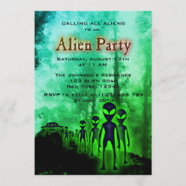 Super Cool Alien & UFO Party Uitnodigen Kaart