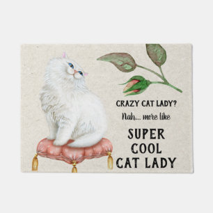 Super Cool Cat Lady Hip Typografie Persian Cat Deurmat
