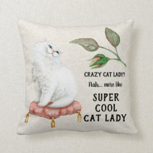 Super Cool Cat Lady Hip Typografie Persian Cat Kussen