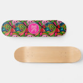 Super Cool Girly Graffiti met monogram Skateboard (Horizontaal)