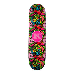 Super Cool Girly Graffiti met monogram Skateboard