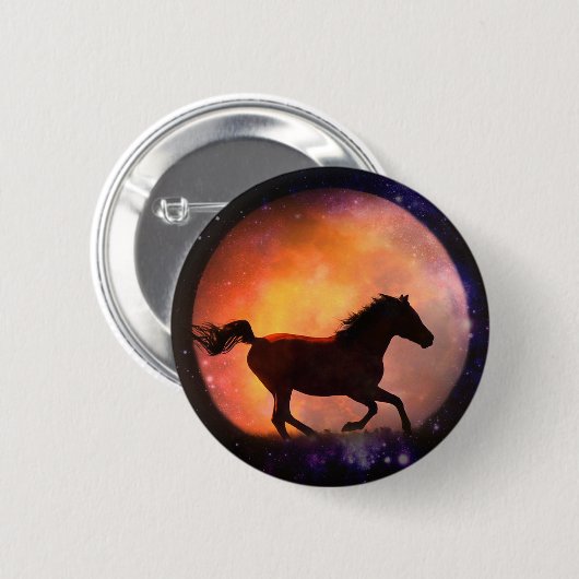 Super Cool Horse and Moon Fantasy Button (Voorkant /achterkant)