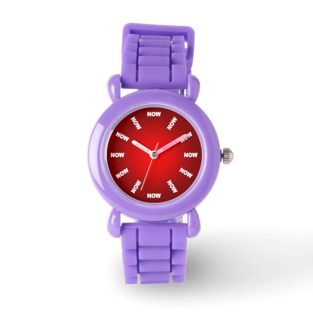 Super cool "NOW" horloge (rood) No2 (Voorkant)