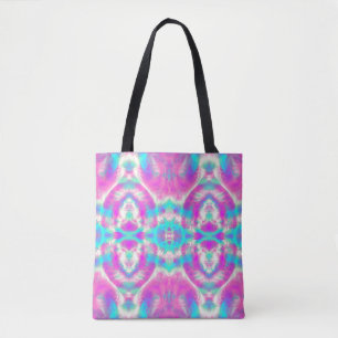 SUPER COOL Pink en Blue Abstract Patroon Tote Bag