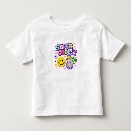 Super Cool Smiley Y2K Toddler T-Shirt (Devant)
